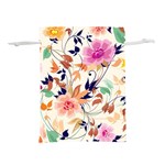 Abstract Floral Background Lightweight Drawstring Pouch (L) Front