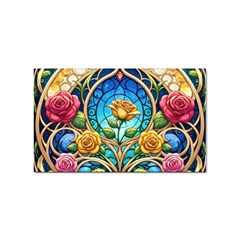 Roses Floral Stained Glass Vibrant Sticker Rectangular (100 Pack) by Grandong