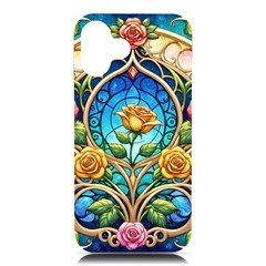 Roses Floral Stained Glass Vibrant Iphone 16 Plus Black Uv Print Pc Hardshell Case by Grandong