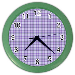 Purple Plaid Tartan 2 Color Wall Clock by dressshop