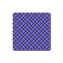 Blue Tartan Plaid 1 Diagonal Square Magnet by dressshop