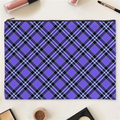 Blue Tartan Plaid 1 Diagonal Cosmetic Bag (xxxl) by dressshop