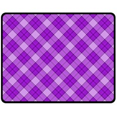 Purple Plaid Tartan 3 Diagonal (2) Two Sides Fleece Blanket (medium) by dressshop