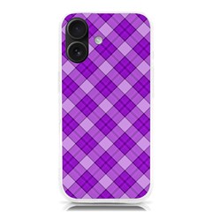 Purple Plaid Tartan 3 Diagonal (2) Iphone 16 Tpu Uv Print Case by dressshop
