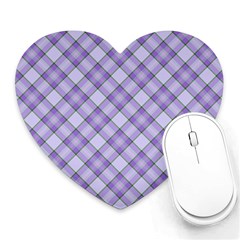 Purple Plaid Tartan 2 Diagonal Heart Mousepad by dressshop