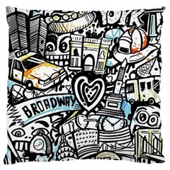 Doodle New York City Nyc Large Premium Plush Fleece Cushion Case (one Side) by Salmanaz77