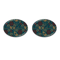 Flowers Floral Retro Flower Texture Cufflinks (oval) by Salmanaz77