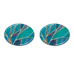 Aqua Batik, Abstract, Colorful Cufflinks (oval) by kyorashop23