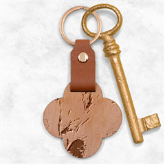 Aqua Batik, Abstract, Colorful Engraved Wood Key Chain by kyorashop23