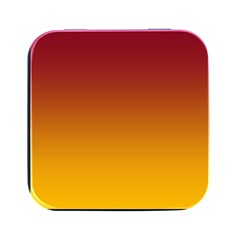 Burgundy Red To Amber Orange Linear Gradient Square Metal Box (black) by GradientsOmbre