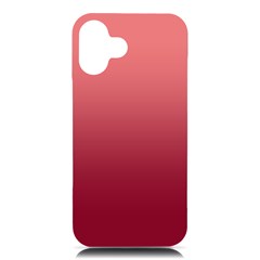 Coral Pink To Burgundy Red Linear Gradient Iphone 16 Plus Black Uv Print Pc Hardshell Case by GradientsOmbre