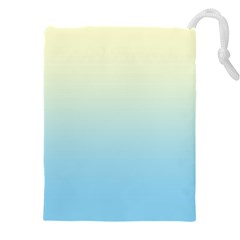 Cream Yellow To Baby Blue Linear Gradient Drawstring Pouch (4xl) by GradientsOmbre