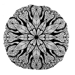 Seamless Tiling Pattern Hand Drawn Black White Large 18  Premium Flano Round Cushions by Grandong
