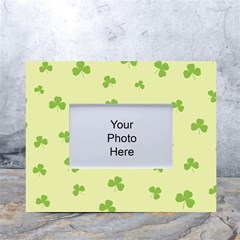 Green Leaves Pattern White Tabletop Photo Frame 4 x6  by designsbymallika