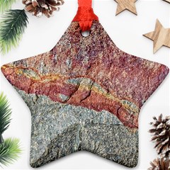 Red And Gray Rock Texture Print Ornament (star) by dflcprintsclothing