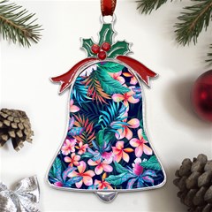 Hawaiian Flowers Hawaii Metal Holly Leaf Bell Ornament by Cemarart