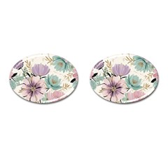 Flowers Pattern Floral Cufflinks (oval) by Sabxi