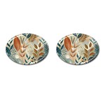 Leaves Pattern Flora Cufflinks (Oval) Front(Pair)