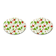 Strawberry Fruit Pattern Leaves Cufflinks (oval) by Sabxi
