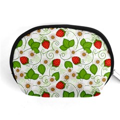 Strawberry Fruit Pattern Leaves Accessory Pouch (medium) by Sabxi