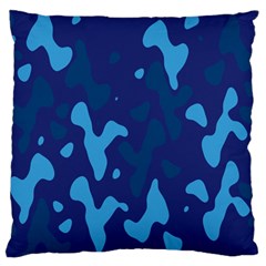 Blue Camouflage Pattern Large Premium Plush Fleece Cushion Case (one Side) by kyorashop23