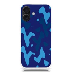 Blue Camouflage Pattern Iphone 16 Tpu Uv Print Case by kyorashop23