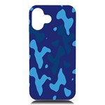 Blue Camouflage Pattern iPhone 16 Plus Black UV Print PC Hardshell Case Front