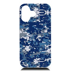 Blue, Camouflage, Cool, Navy, New, Pattern Iphone 16 Black Uv Print Pc Hardshell Case