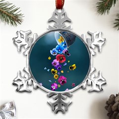 Falling Flowers, Art, Coffee Cup Metal Small Snowflake Ornament by kyorashop23