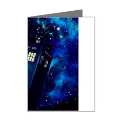 Tardis Doctor Who Space Galaxy Mini Greeting Card by Cemarart