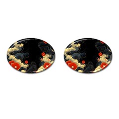 Korean Art Flowers Asian Pattern Cufflinks (oval) by Sabxi