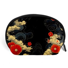 Korean Art Flowers Asian Pattern Accessory Pouch (large) by Sabxi