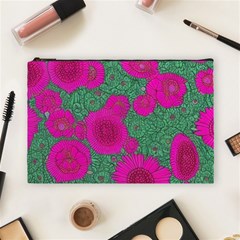 Mid Century Retro Floral 1970s 1960s Pattern 97 Cosmetic Bag (large) by violetheavensky