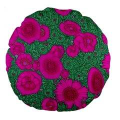 Mid Century Retro Floral 1970s 1960s Pattern 97 Large 18  Premium Round Cushions by violetheavensky