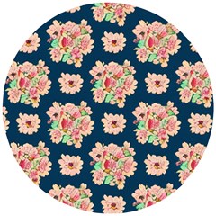 Retro 1880s Flowers Pattern 7 Wooden Puzzle Round by violetheavensky