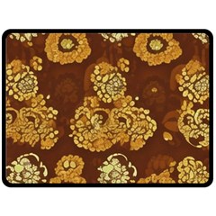 Mid Century Retro Floral 1970s 1960s Pattern 95 Fleece Blanket (large) by violetheavensky