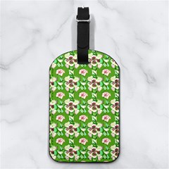 Retro 1880s Flowers Pattern 4 Nappa Leather Luggage Tag Rectangle by violetheavensky