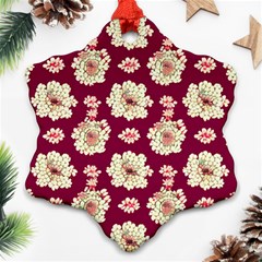Retro 1880s Flowers Pattern Snowflake Ornament (two Sides) by violetheavensky