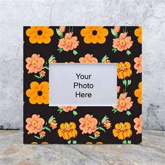 Retro 40s 50s Flowers Pattern Halloween 3 White Box Photo Frame 4  X 6  by violetheavensky