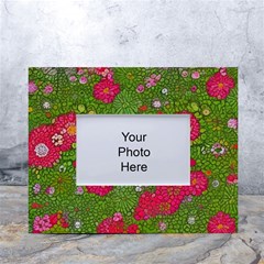 Mid Century Retro Floral 1970s 1960s Pattern 88 White Tabletop Photo Frame 4 x6  by violetheavensky