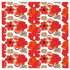 Mid Century Retro Floral 1970s 1960s Pattern 91 Wooden Puzzle Square by violetheavensky