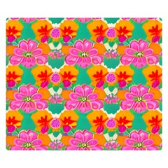 Retro 40s 50s Mexico Flowers Pattern Premium Plush Fleece Blanket (small) by violetheavensky