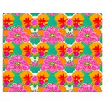 Retro 40s 50s Mexico Flowers Pattern Premium Plush Fleece Blanket (Medium) 60 x50  Blanket Front