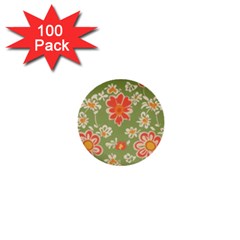 Retro 40s 50s Mexico Flowers Pattern 3 1  Mini Buttons (100 Pack)  by violetheavensky