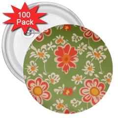 Retro 40s 50s Mexico Flowers Pattern 3 3  Buttons (100 Pack)  by violetheavensky