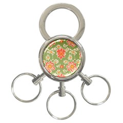 Retro 40s 50s Mexico Flowers Pattern 3 3-ring Key Chain by violetheavensky