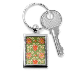 Retro 40s 50s Mexico Flowers Pattern 3 Key Chain (rectangle) by violetheavensky