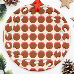 Retro 40s 50s Cupcake Pattern Round Filigree Ornament (two Sides) by violetheavensky