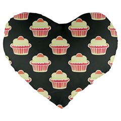 Retro 40s 50s Cupcake Pattern 4 Large 19  Premium Heart Shape Cushions by violetheavensky