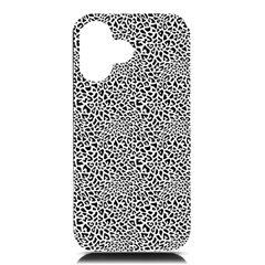 Black White Leopard Iphone 16 Black Uv Print Pc Hardshell Case by DinkovaArt
